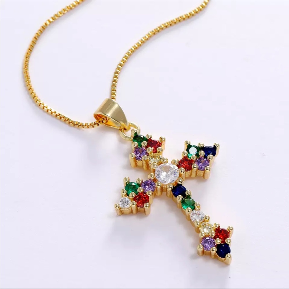 New colored multi cross necklace holy